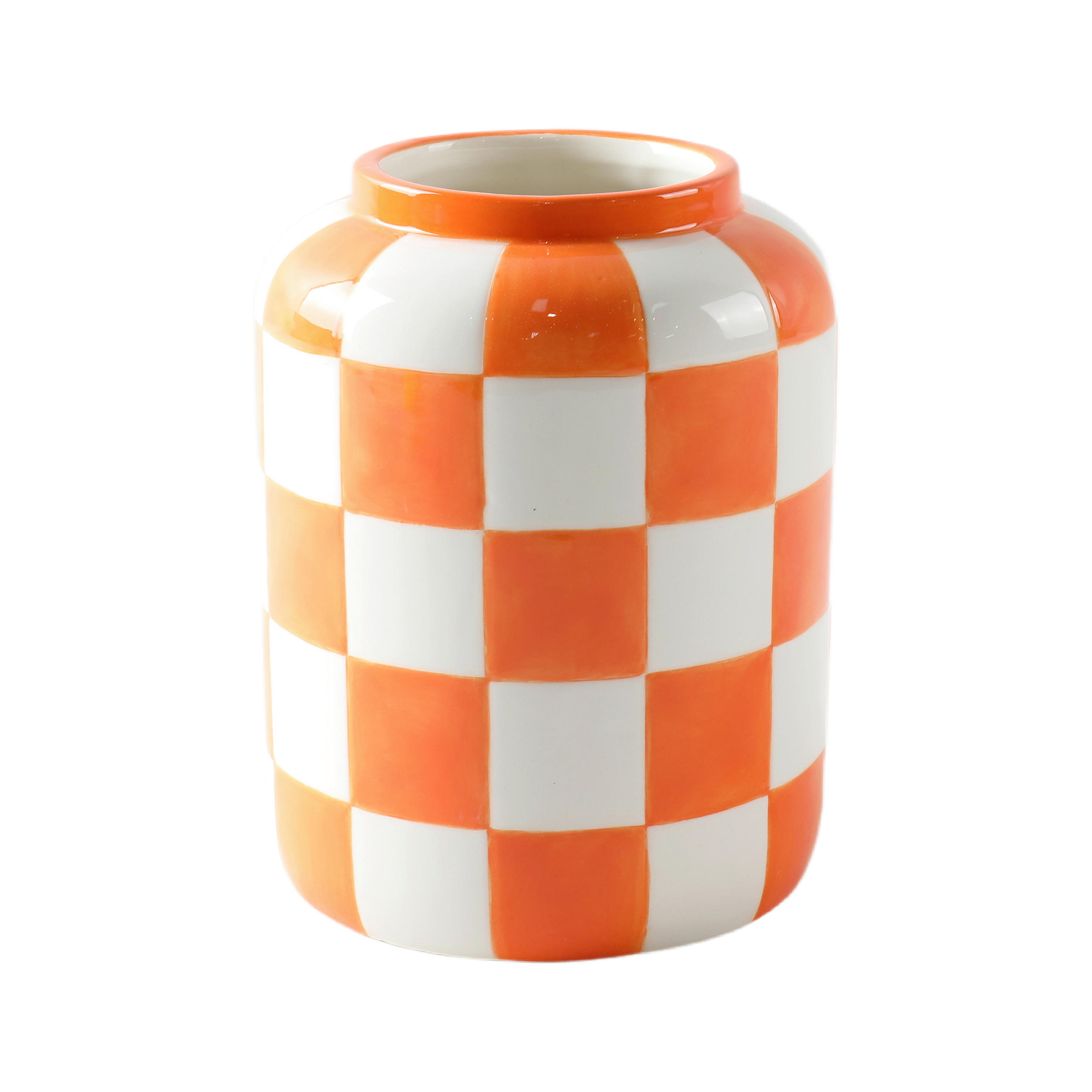 VASE 13 cm  - Orange/Weiß, Basics, Keramik (10,3/13,1cm)