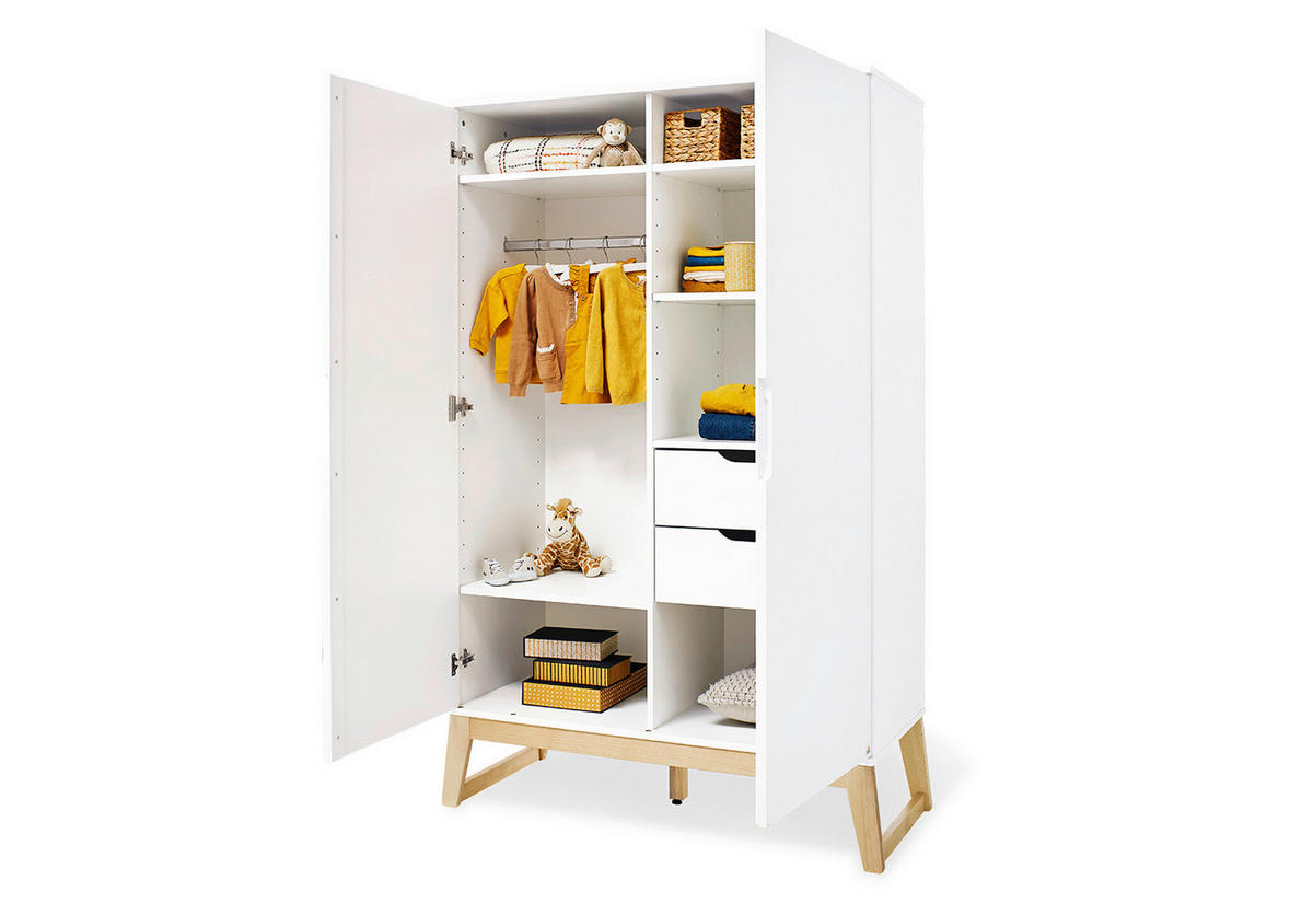 BABYKLEIDERSCHRANK PINOLINO BRIDGE  - Eschefarben/Weiß, Design, Holz/Holzwerkstoff (120/187/52cm) - Pinolino