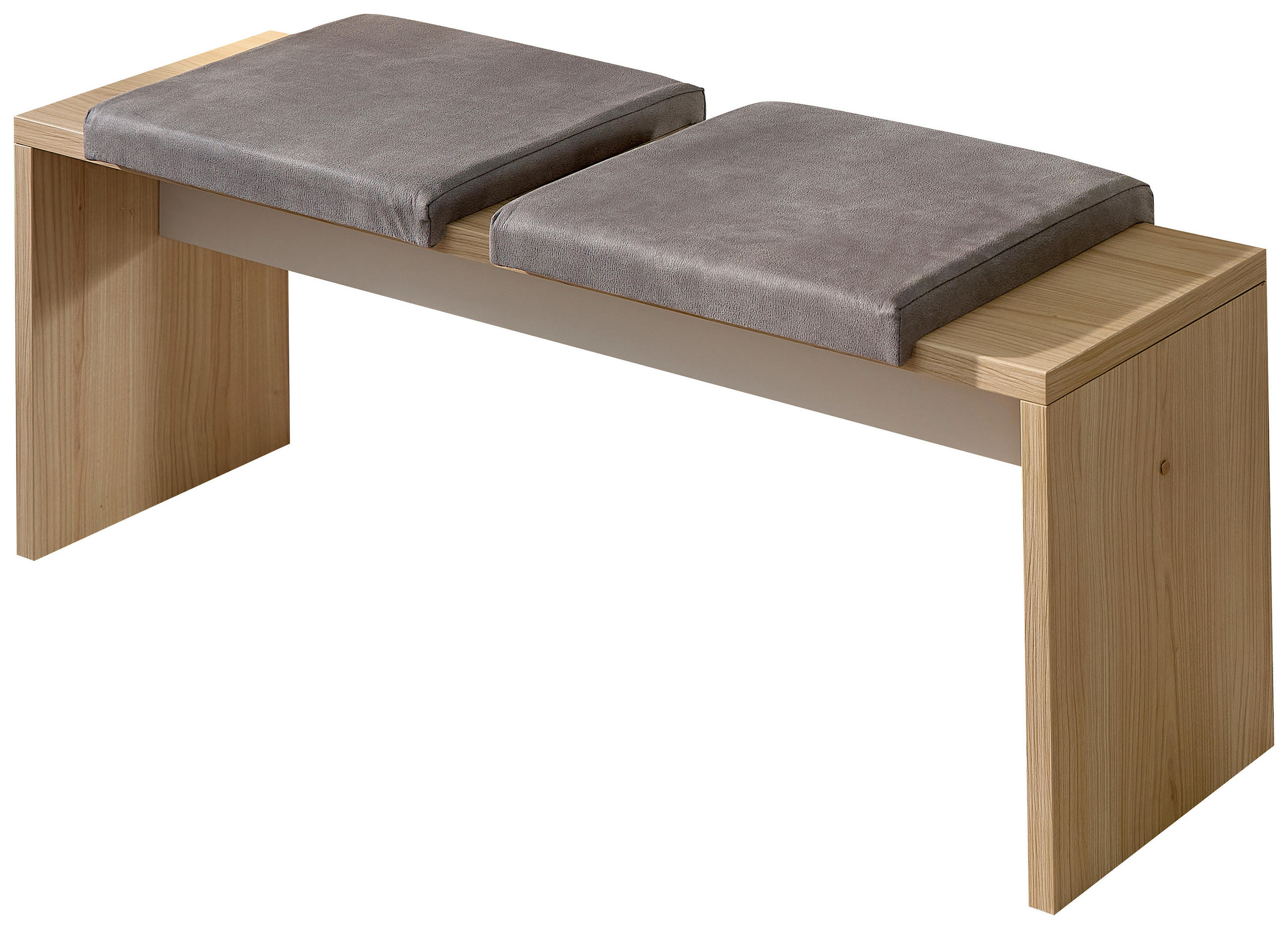 SITZBANK 130/49/40 cm Lederlook Eichefarben, Hellgrau  - Eichefarben/Hellgrau, Basics, Textil (130/49/40cm) - Stylife