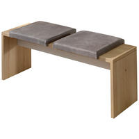 SITZBANK 130/49/40 cm Lederlook Eichefarben, Hellgrau  - Eichefarben/Hellgrau, Basics, Textil (130/49/40cm) - Stylife