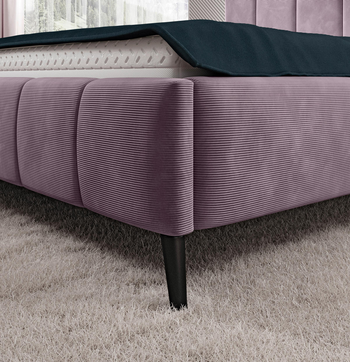 POLSTERBETT Lattenrost, gepolstertes Kopfteil 140/200 cm  in Lila, Rosa  - Lila/Schwarz, Trend, Holz/Textil (140/200cm) - home24