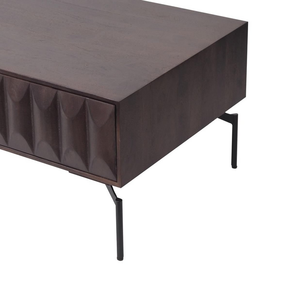 COUCHTISCH Akazie vollmassiv rechteckig Schwarz, Walnussfarben  - Walnussfarben/Schwarz, KONVENTIONELL, Holz/Metall (110/40/60cm) - Livetastic