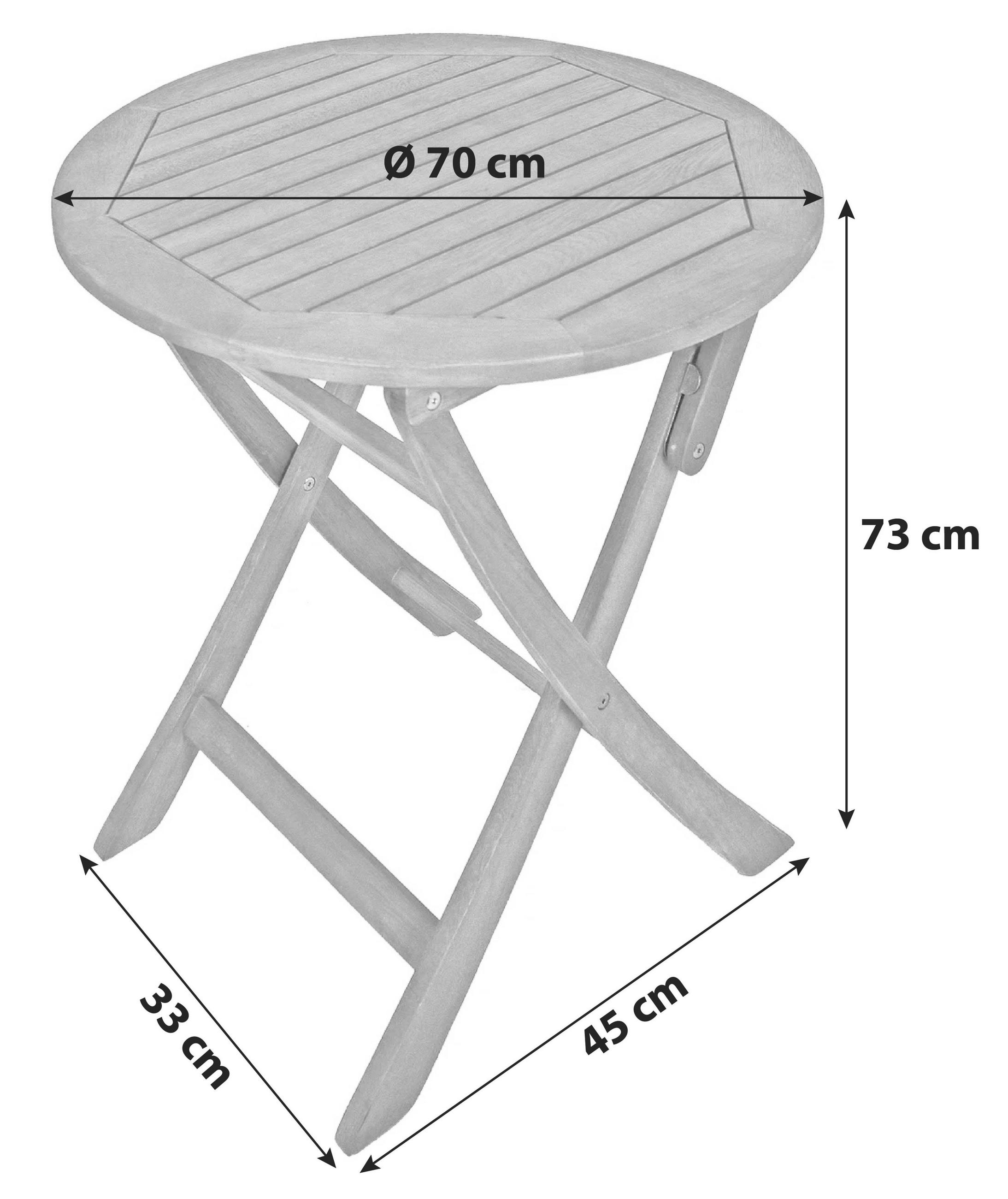 GARTENTISCH 70/73/70 cm Holz rund  - Braun, Basics, Holz (70/73/70cm) - Gardenson
