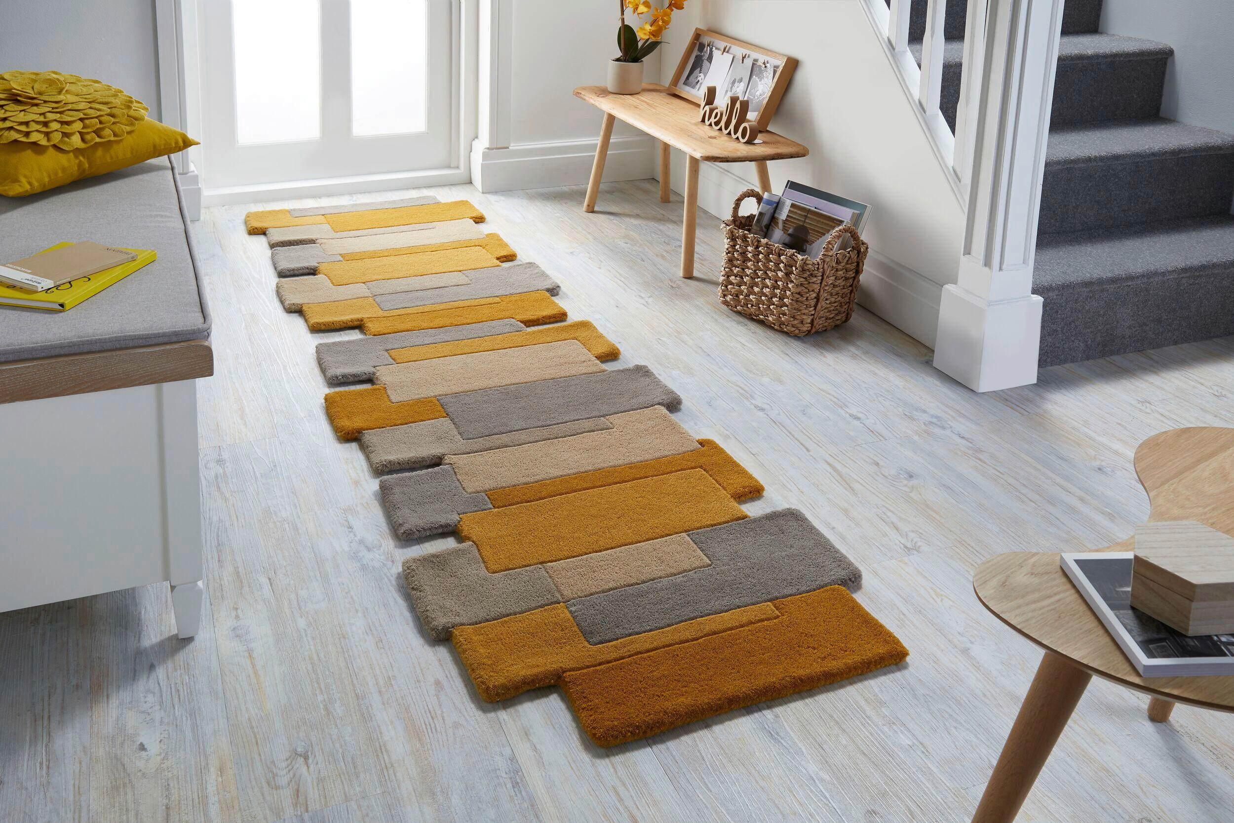 WOLLTEPPICH 230/60 cm Gelb, Naturfarben  - Gelb/Naturfarben, Basics, Textil (230/60cm)