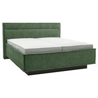 POLSTERBETT 180/200 cm,  in Dunkelgrün, gepolstertes Kopfteil, Bettkasten, Lattenroste, Matratzen, H2 + H3 = mittel + fest  - Dunkelgrün/Weiß, Design, Textil (180/200cm) - Musterring