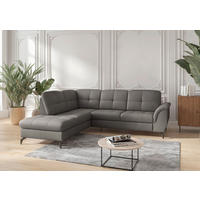 ECKSOFA ZORA E in Echtleder Mokka  212/244 cm  - Schwarz/Mokka, MODERN, Leder/Metall (212/244cm) - Sit & More