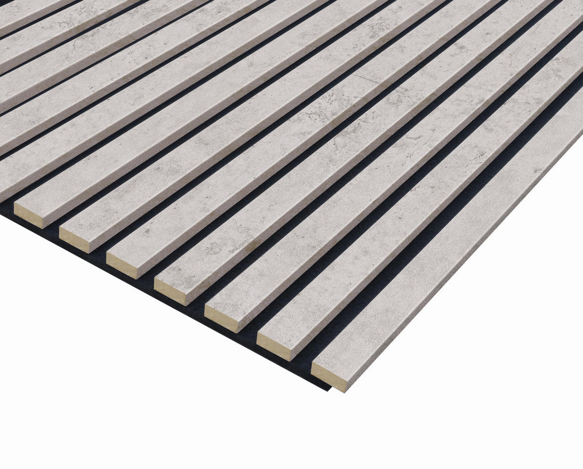 AKUSTIKPANEEL Beton Hell 3-seitig foliert 57.25/1.9/267 cm  - Grau, KONVENTIONELL, Holzwerkstoff/Textil (57.25/1.9/267cm)