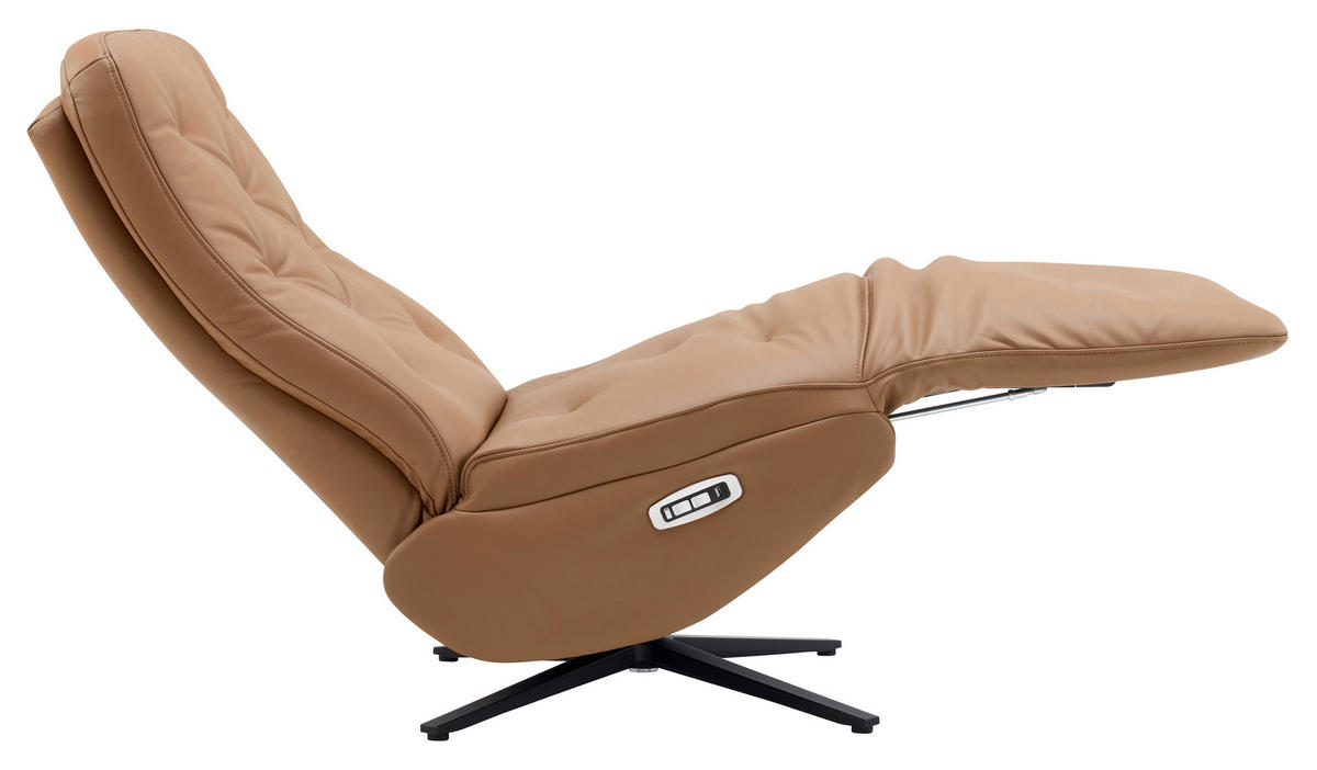 RELAXSESSEL NORA Lederlook, Mikrofaser    - Schwarz/Braun, Design, Textil/Metall (68/113/84cm) - Livetastic