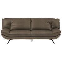 3-SITZER-SOFA Echtleder Graubraun  - Graubraun/Schwarz, Design, Leder/Metall (226/95/95cm) - Celina