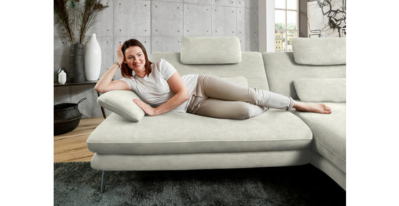 ECKSOFA in Velours Ecru 284/184 cm - Ecru/Schwarz, Design, Textil/Metall (284/184cm) - Dieter Knoll