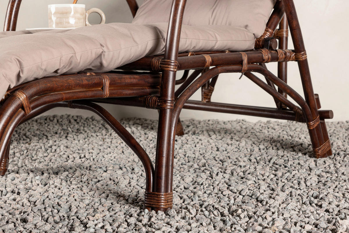 SONNENLIEGE 67/101/177 cm Rattan  - Beige/Braun, MODERN, Holz/Textil (67/101/177cm) - Gardenson