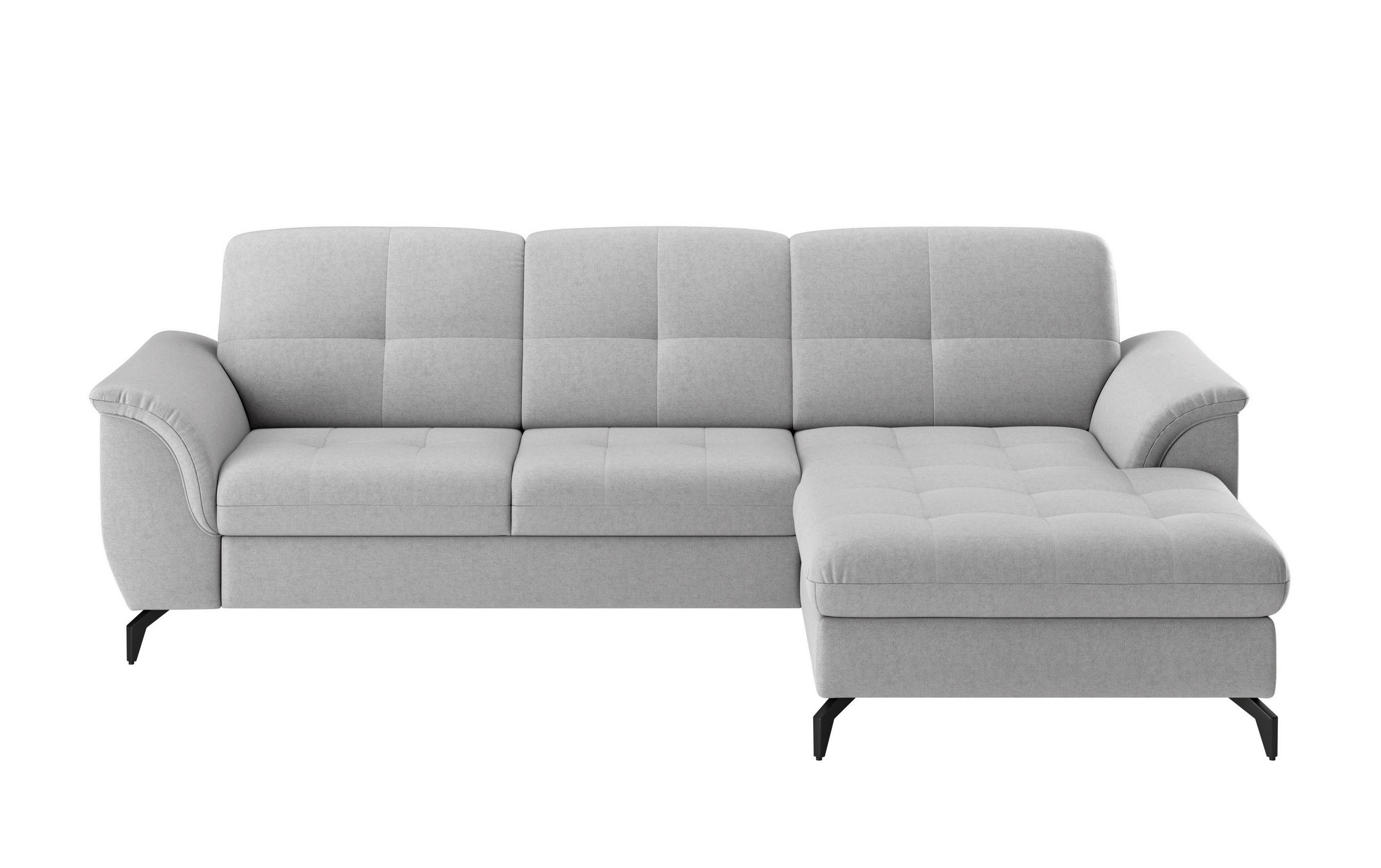 ECKSOFA in Flachgewebe Hellgrau  262/164 cm  - Hellgrau/Schwarz, MODERN, Textil/Metall (262/164cm) - Sit & More