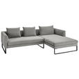 ECKSOFA  in Cord Dunkelgrau  284/178 cm  - Dunkelgrau/Schwarz, KONVENTIONELL, Textil/Metall (284/178cm) - Hom`in