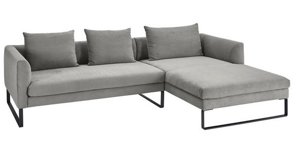 ECKSOFA  in Cord Dunkelgrau  284/178 cm  - Dunkelgrau/Schwarz, KONVENTIONELL, Textil/Metall (284/178cm) - Hom`in