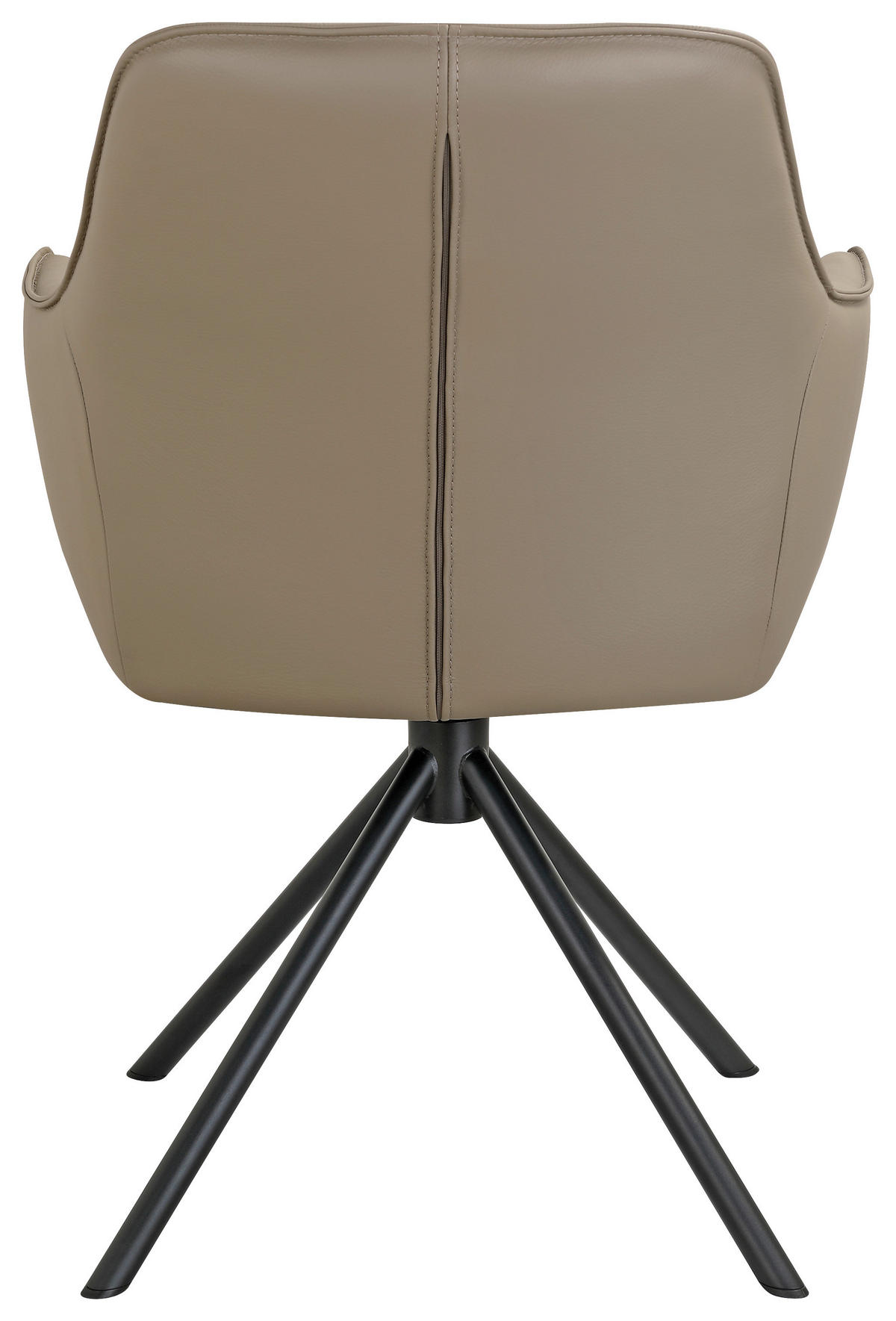 ARMLEHNSTUHL  Sitzfläche 360° drehbar, automatische Rückholfunktion  Echtleder  Schwarz, Taupe  - Taupe/Schwarz, Design, Leder/Metall (60/84/64cm) - Novel