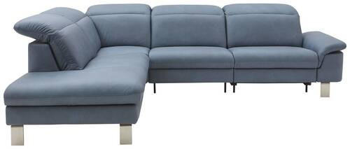 ECKSOFA Blaugrau Echtleder  - Edelstahlfarben/Blaugrau, Design, Leder/Metall (233/309cm) - Dieter Knoll