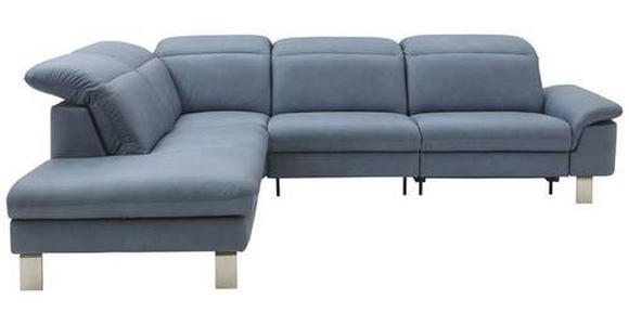 ECKSOFA Blaugrau Echtleder  - Edelstahlfarben/Blaugrau, Design, Leder/Metall (233/309cm) - Dieter Knoll