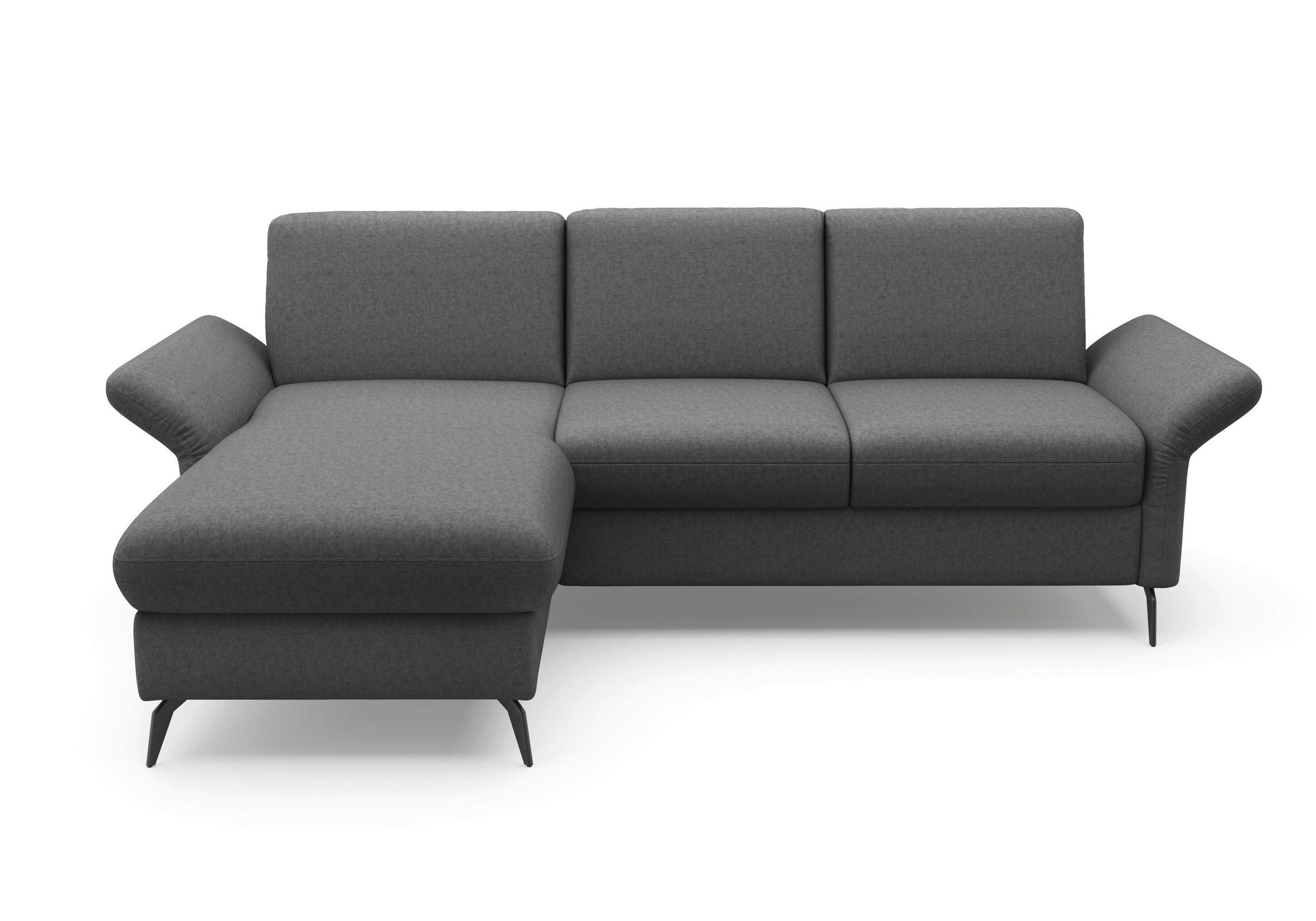 ECKSOFA ROCHELLE E Dunkelgrau Flachgewebe - Dunkelgrau/Schwarz, KONVENTIONELL, Textil/Metall (164/251cm) - Sit & More