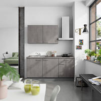 KÜCHENBLOCK Riva 180 cm  in Schieferfarben  - Schieferfarben/Edelstahlfarben, MODERN, Holzwerkstoff/Metall (180cm) - Nobilia