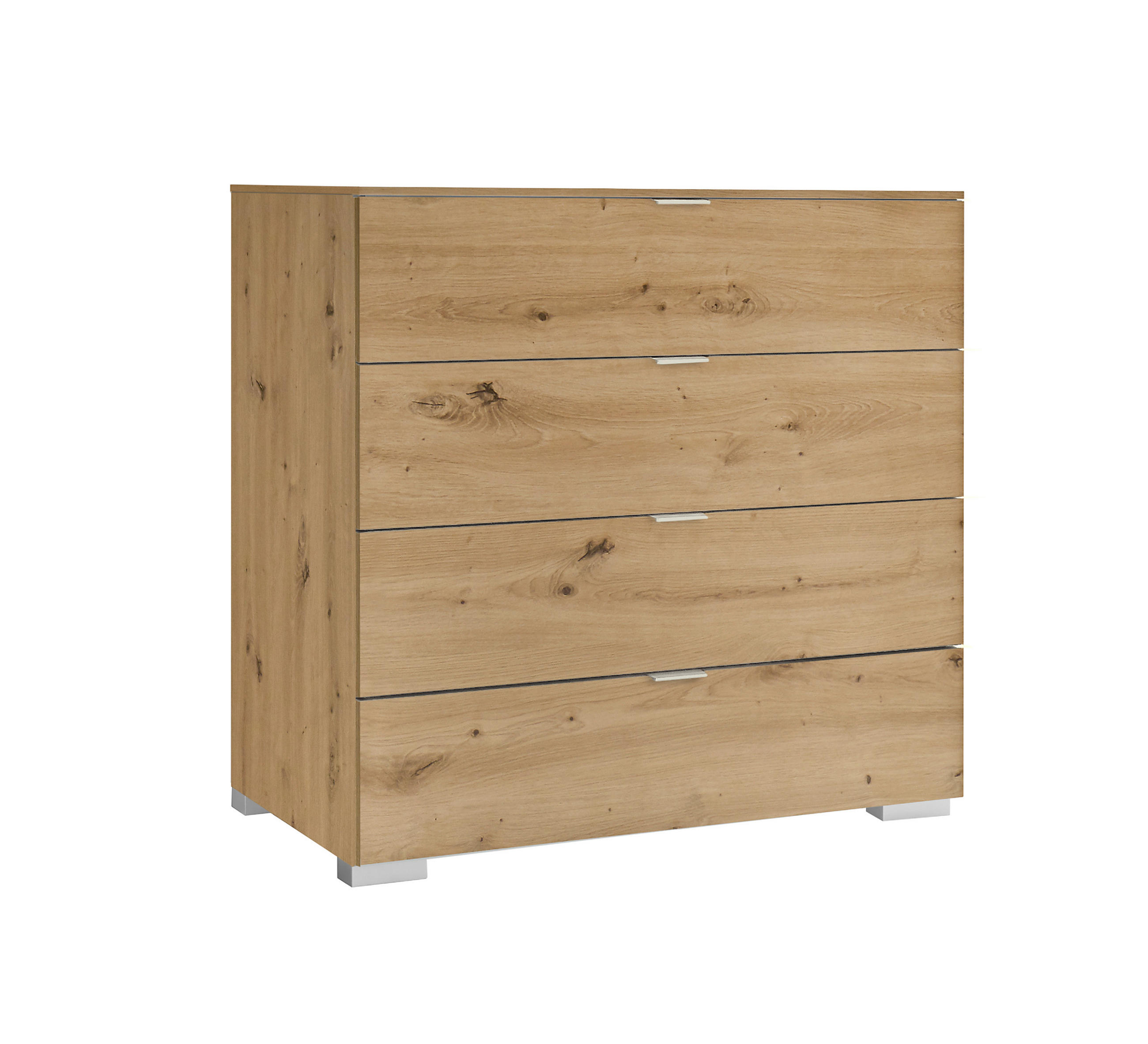 KOMMODE  in 80/77/40 cm  - Alufarben/Eiche Artisan, Basics, Holzwerkstoff/Kunststoff (80/77/40cm) - Moderano