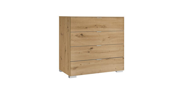 KOMMODE , 80/77/40 cm, 4 Schublade(n)  - Alufarben/Eiche Artisan, Basics, Holzwerkstoff/Kunststoff (80/77/40cm) - Moderano