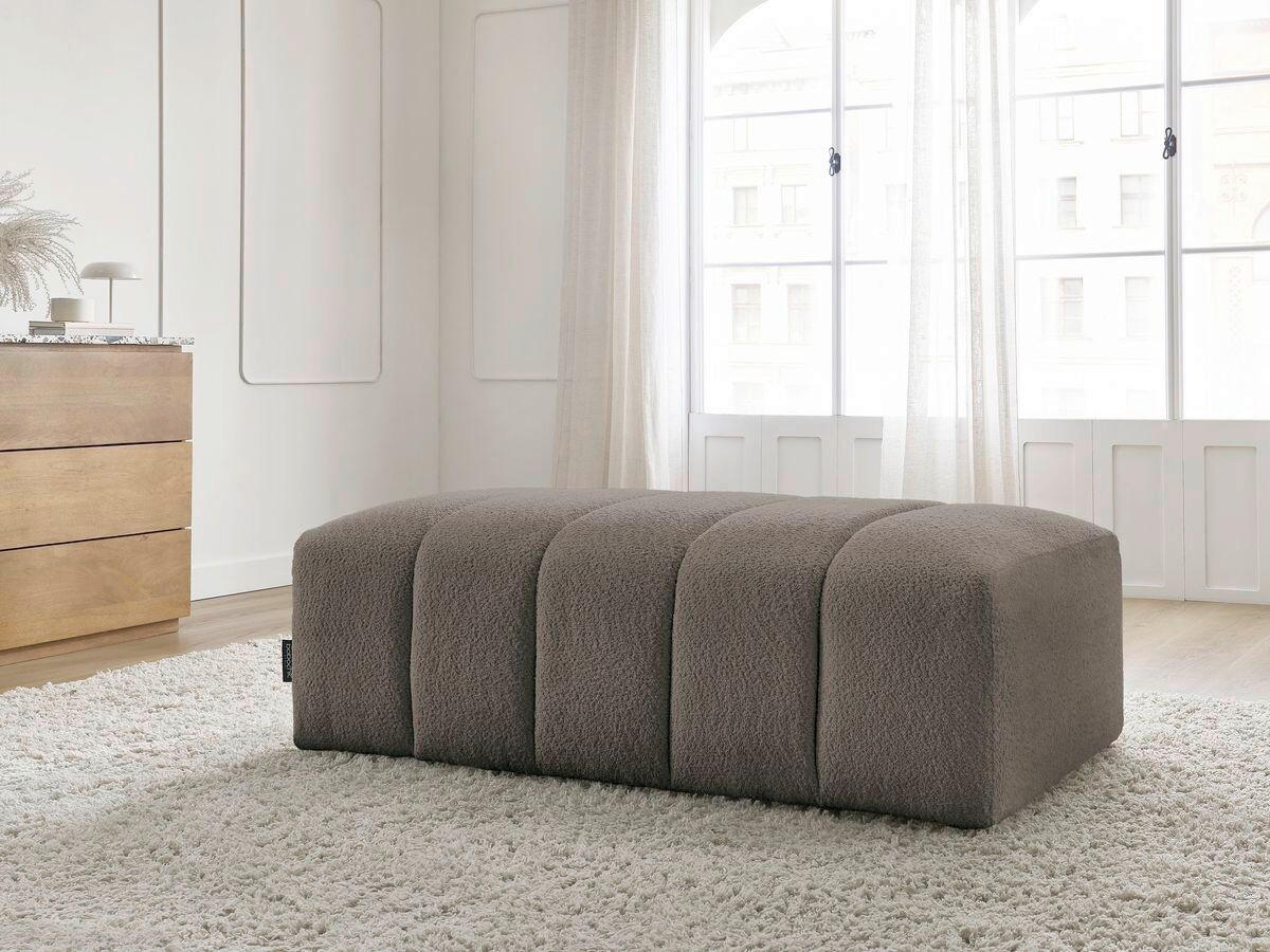 HOCKER ANNECY Bouclé Taupe  - Taupe/Schwarz, MODERN, Kunststoff/Textil (140/45/70cm)