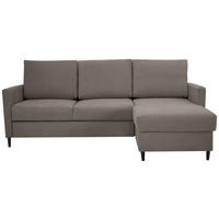ECKSOFA Taupe Chenille  - Taupe/Schwarz, KONVENTIONELL, Holz/Textil (159/221cm) - Carryhome