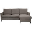 ECKSOFA Taupe Chenille - Taupe/Schwarz, KONVENTIONELL, Holz/Textil (159/221cm) - Carryhome