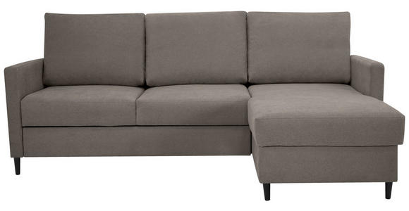 ECKSOFA Taupe Chenille - Taupe/Schwarz, KONVENTIONELL, Holz/Textil (159/221cm) - Carryhome