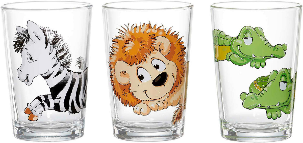 KINDER-GLÄSERSET Happy Zoo  3-teilig  - Klar/Schwarz, Basics, Glas (25/8/8cm) - Ritzenhoff Breker