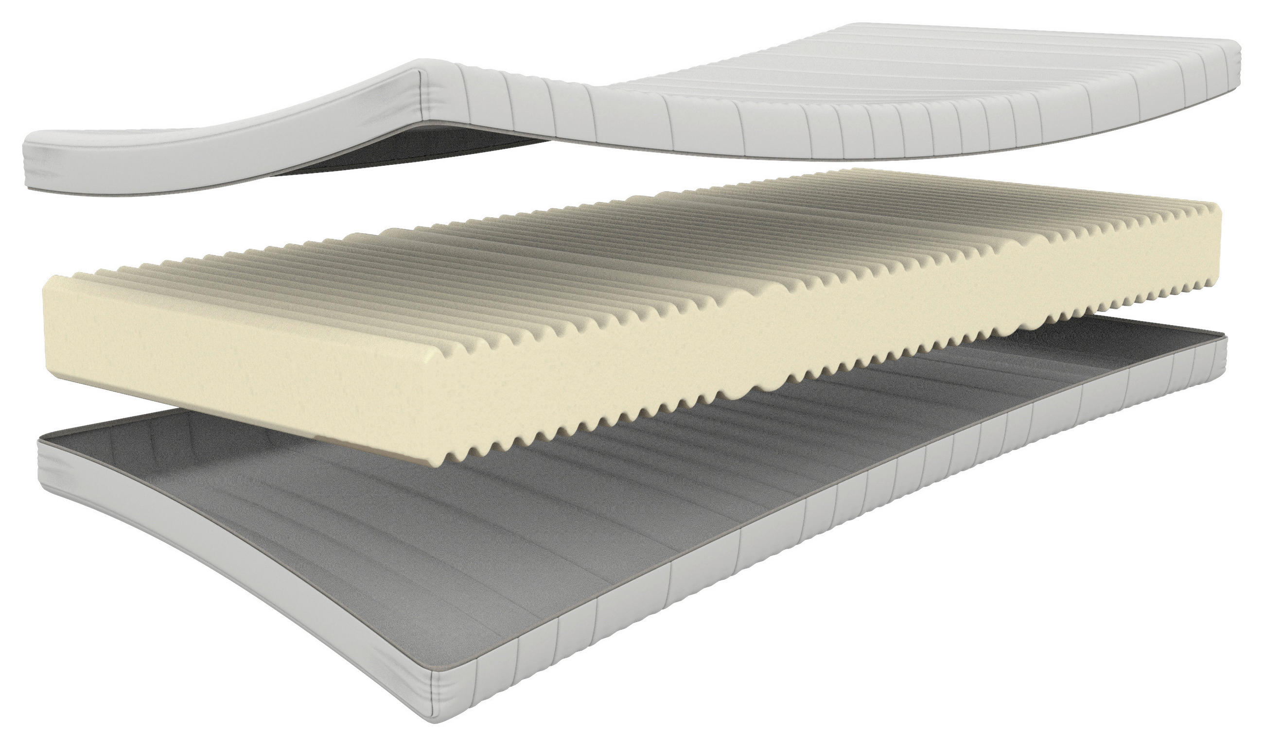 KALTSCHAUMMATRATZE 140/200 cm, Höhe ca.: 18 cm, H3 = fest, 7-Zonen - Weiß, Basics, Textil (140/200cm) - Chameo