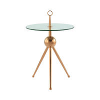 BEISTELLTISCH 46/46/52 cm Goldfarben rund  - Goldfarben, Design, Glas/Metall (46/46/52cm) - Kayoom
