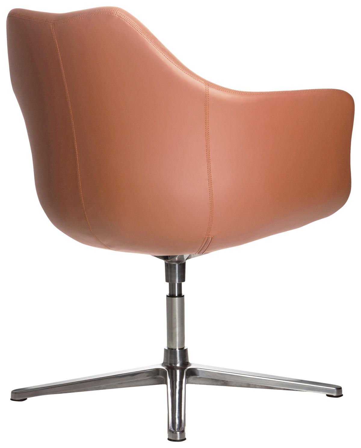 DREHSTUHL Lederlook Braun  - Silberfarben/Braun, Basics, Textil/Metall (67/85/63cm) - MID.YOU