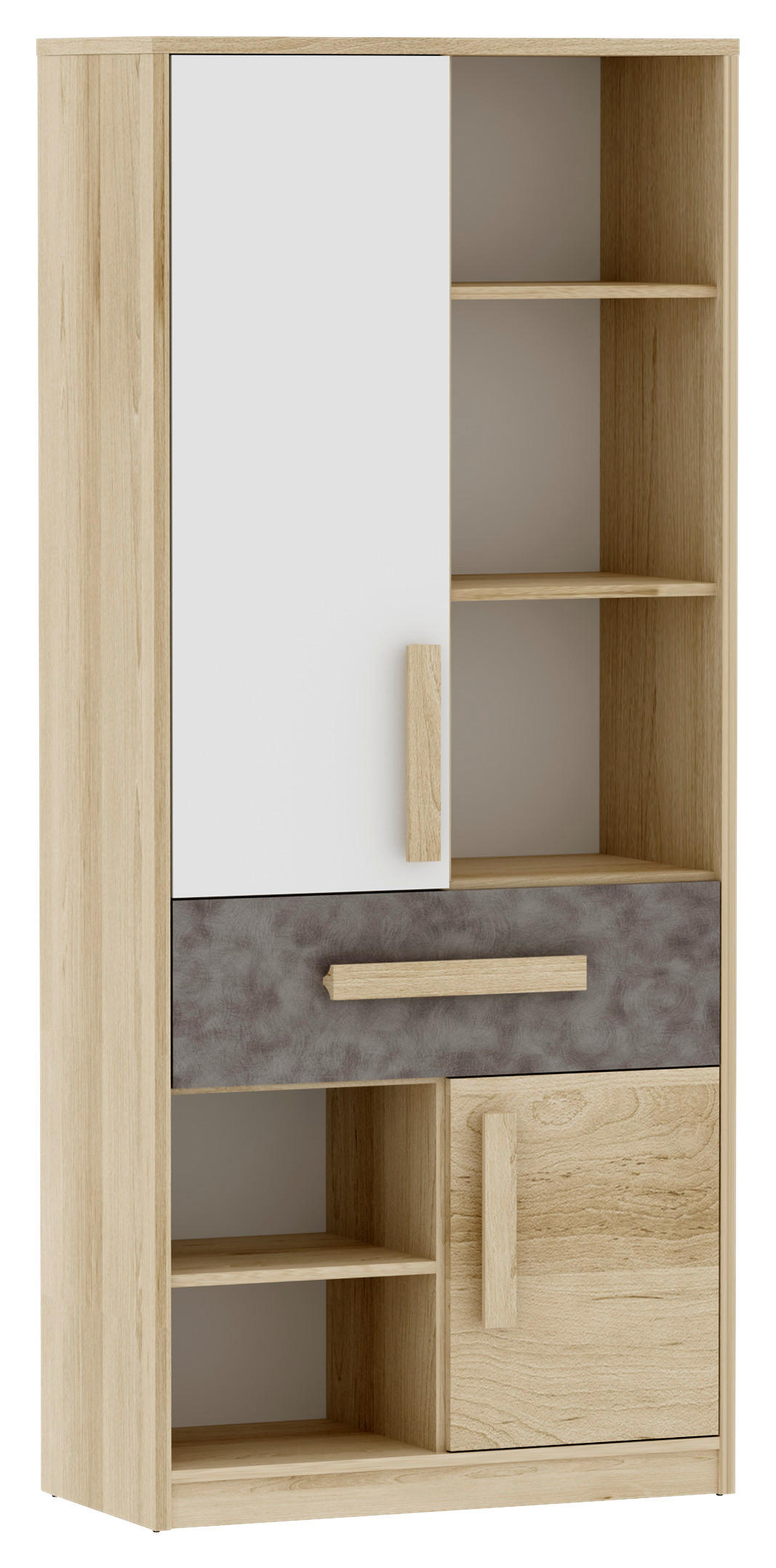 Schrank Aygo Buche Dekor/Grau /Weiß BxH: 83x192 cm + Lade