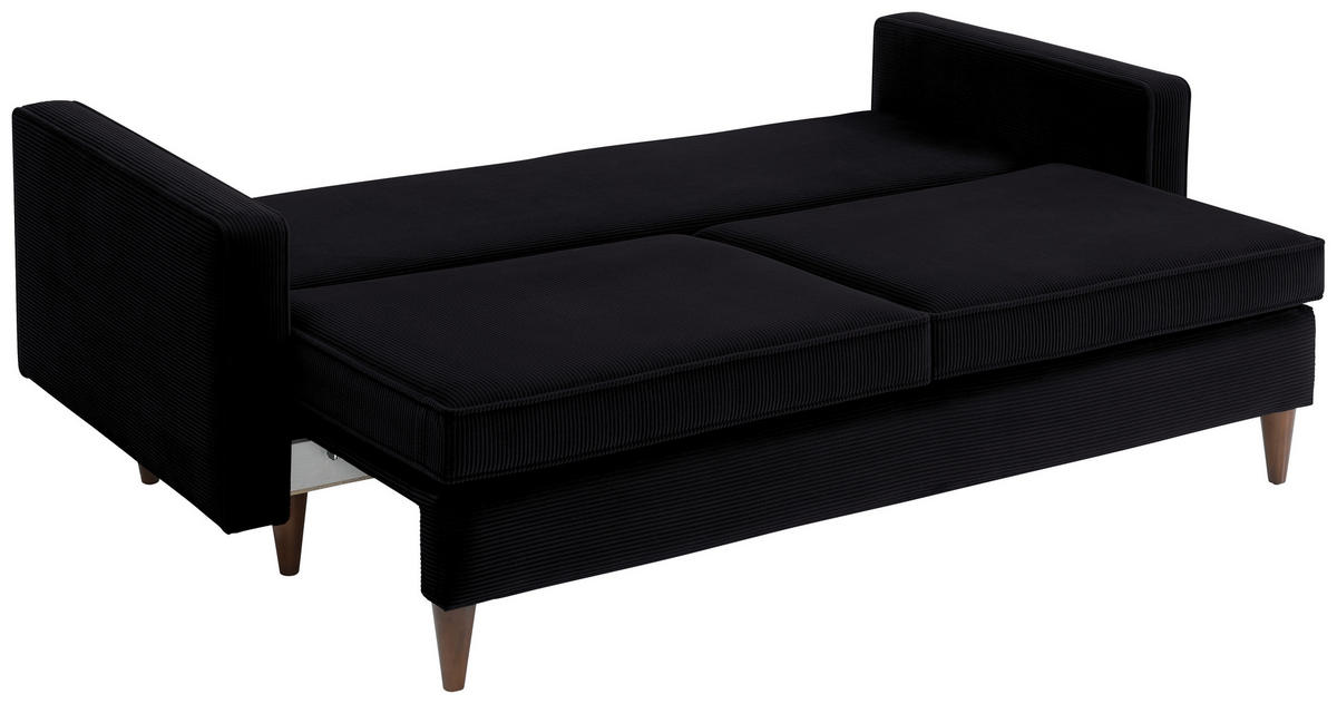 SCHLAFSOFA Cord Anthrazit  - Anthrazit/Buchefarben, MODERN, Holz/Textil (208/78/96cm) - Livetastic