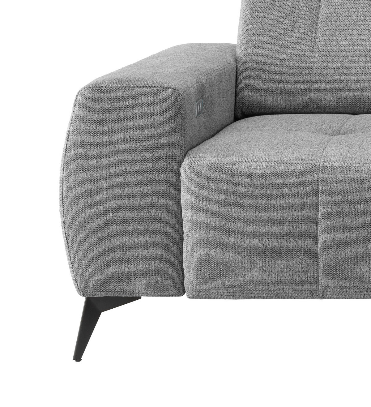 ECKSOFA in Chenille Silberfarben  - Silberfarben/Schwarz, Modern, Textil/Metall (258/180cm) - Livetastic