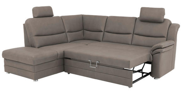 ECKSOFA Grau Mikrofaser - Beige/Alufarben, KONVENTIONELL, Textil/Metall (219/239cm) - Carryhome