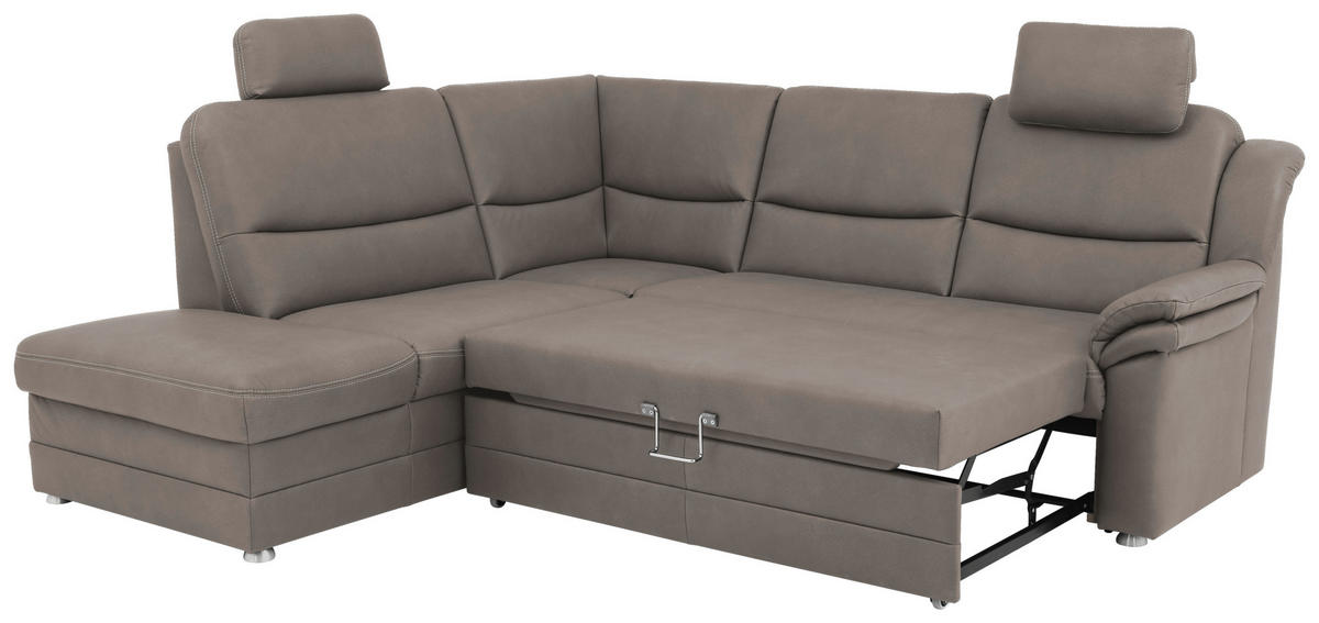 ECKSOFA in Mikrofaser Grau  - Beige/Alufarben, Konventionell, Textil/Metall (219/239cm) - Carryhome