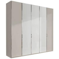 DREHTÜRENSCHRANK in Grau, Weiss  - Chromfarben/Weiss, Modern, Glas/Holzwerkstoff (250/216/58cm) - Novel