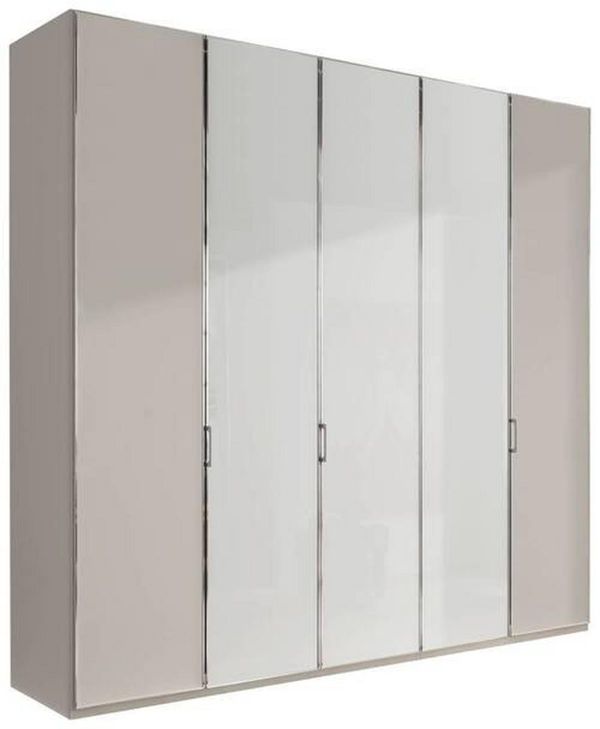 DREHTÜRENSCHRANK in Grau, Weiss  - Chromfarben/Weiss, Modern, Glas/Holzwerkstoff (250/216/58cm) - Novel