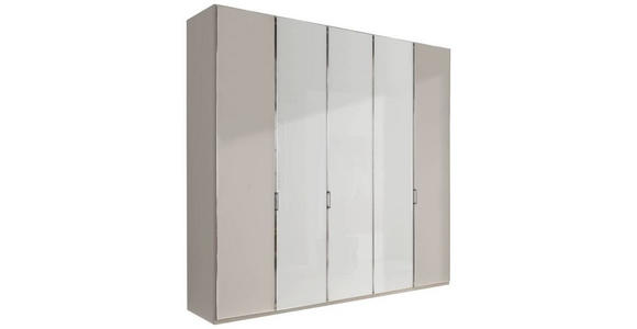 DREHTÜRENSCHRANK 250/216/58 cm 5-türig Grau, Weiß - Chromfarben/Weiß, Design, Glas/Holzwerkstoff (250/216/58cm) - Novel