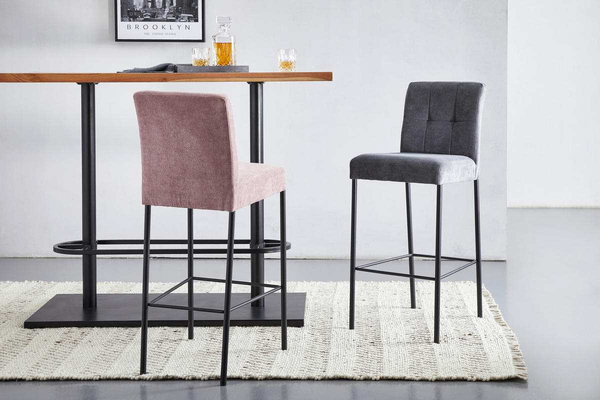 BARHOCKER in Metall, Textil Schwarz, Dunkelgrau  - Dunkelgrau/Schwarz, Design, Textil/Metall (46/91/61cm) - Xora