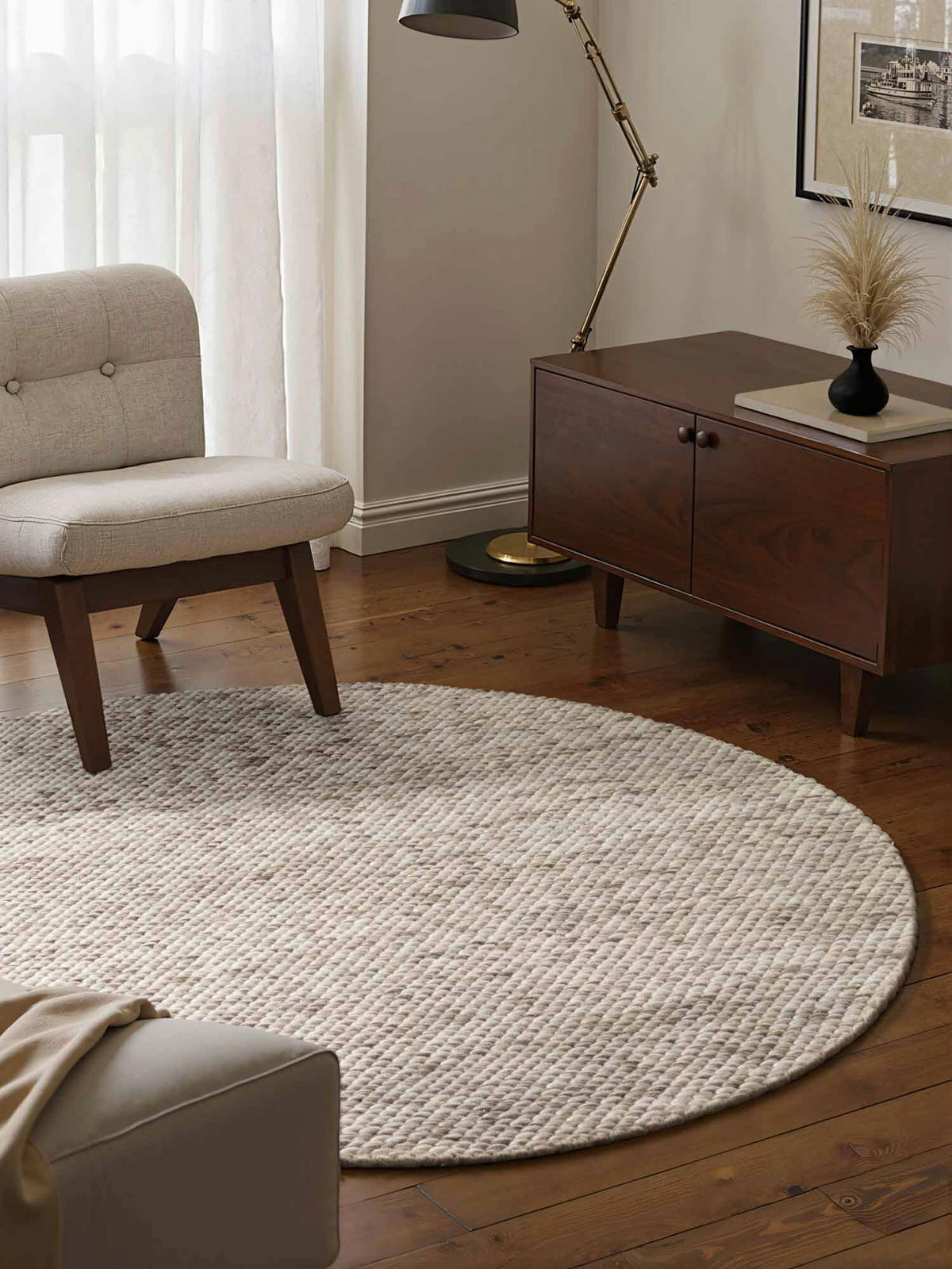 WOLLTEPPICH 160 cm Lyon Braun, Creme rund  - Creme/Braun, Basics, Textil (160cm) - Elle Decoration