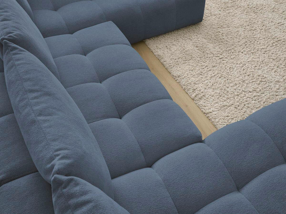 ECKSCHLAFSOFA EVEREST  mit Rücken echt, Armteil links, Armteil rechts Flachgewebe Dunkelblau  - Schwarz/Dunkelblau, MODERN, Kunststoff/Textil (198/423/212cm)