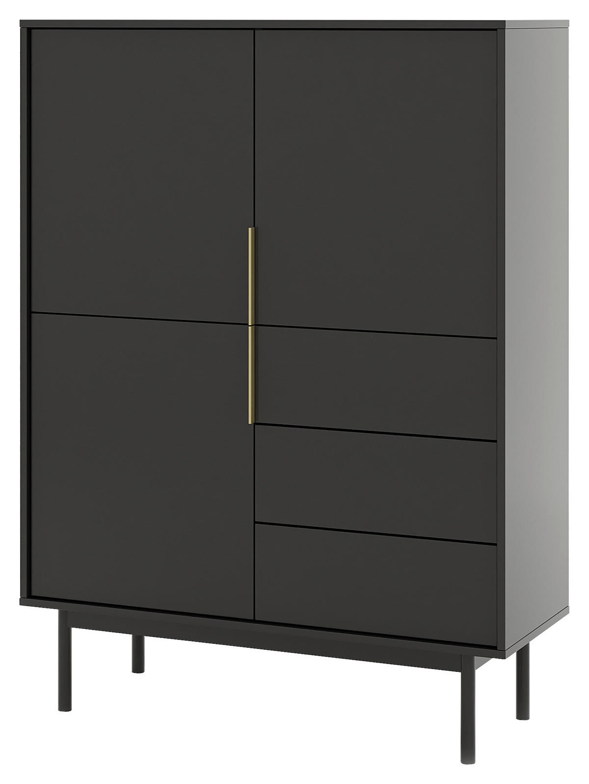 HIGHBOARD Viva  in 104/139,5/39 cm  - Goldfarben/Schwarz, Design, Holz/Holzwerkstoff (104/139,5/39cm) - Boxxx