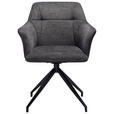 ARMLEHNSTUHL  in Eisen Mikrofaser  - Schwarz/Grau, Design, Textil/Metall (60/85/62cm) - Novel
