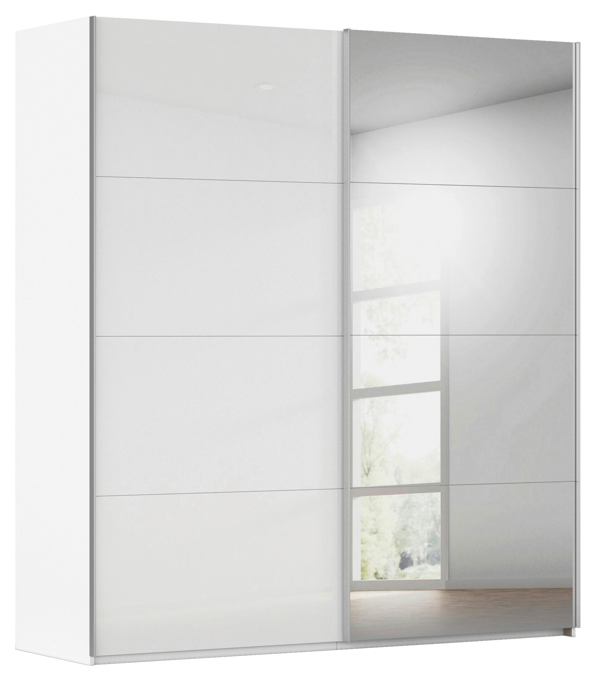 SCHWEBETÜRENSCHRANK 201/223/68 cm 2-türig Weiß  - Alufarben/Weiß, Basics, Glas/Holzwerkstoff (201/223/68cm) - Novel