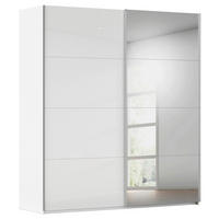 SCHWEBETÜRENSCHRANK 201/223/68 cm 2-türig Weiß  - Alufarben/Weiß, Basics, Glas/Holzwerkstoff (201/223/68cm) - Novel