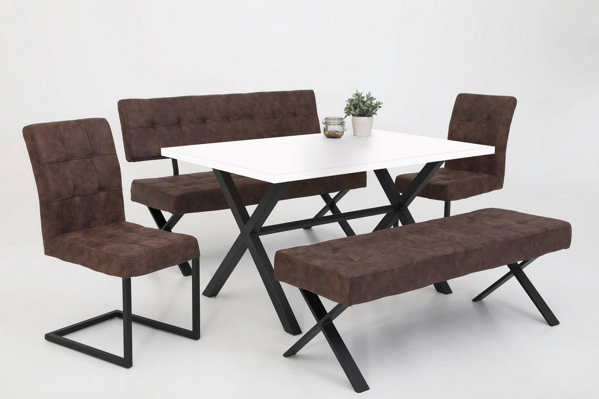 SCHWINGSTUHL-SET 2 Stück  in Stahl Lederlook  - Anthrazit/Braun, MODERN, Textil/Metall (42/91/62cm) - MID.YOU