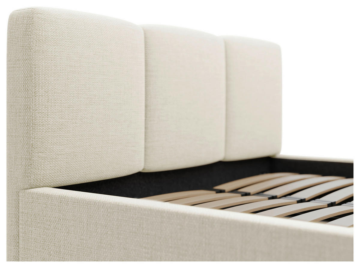 POLSTERBETT Lattenrost, Bettkasten 200/200 cm  in Creme  - Creme/Schwarz, Design, Holz/Textil (200/200cm) - Boxxx